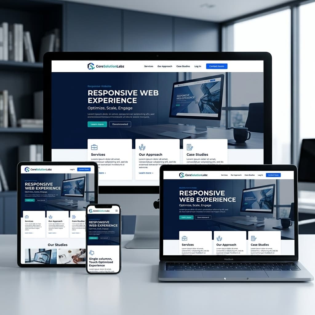 Responsive CoreSolutionLabz website across multiple devices